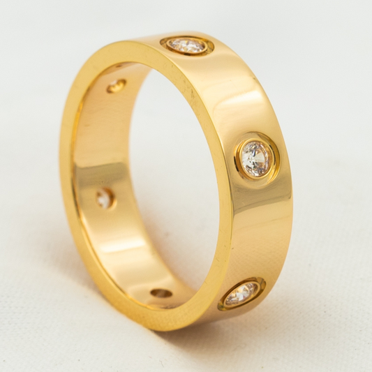 [Vellora Opalyn]LOVE RING 5.5MM 6 DIAMONDS PINK GOLD