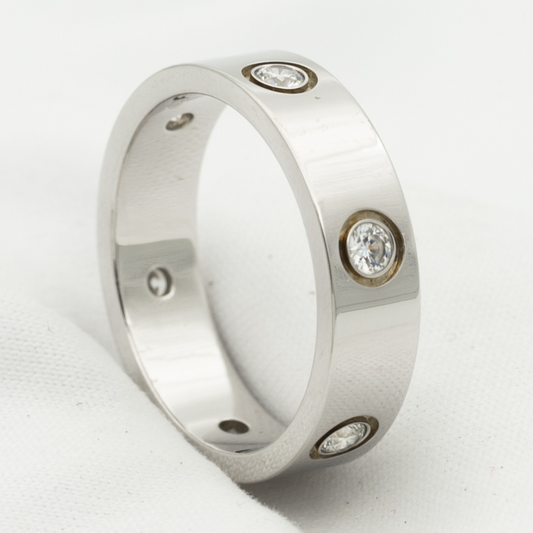 [Vellora Opalyn]LOVE RING 5.5MM 6 DIAMONDS SILVER