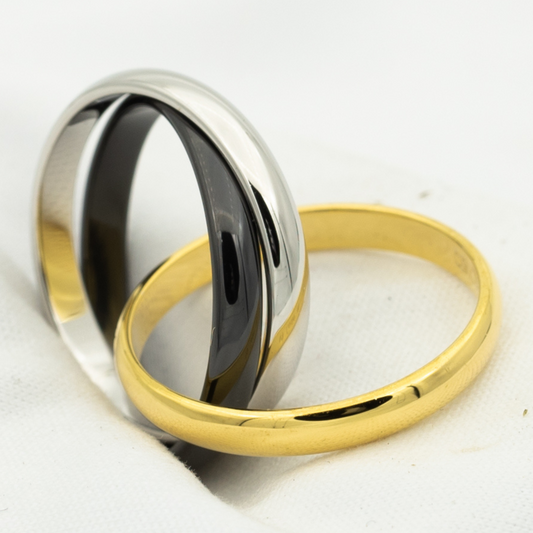 [Vellora Opalyn]TRINITY RING BLACK GOLD SILVER