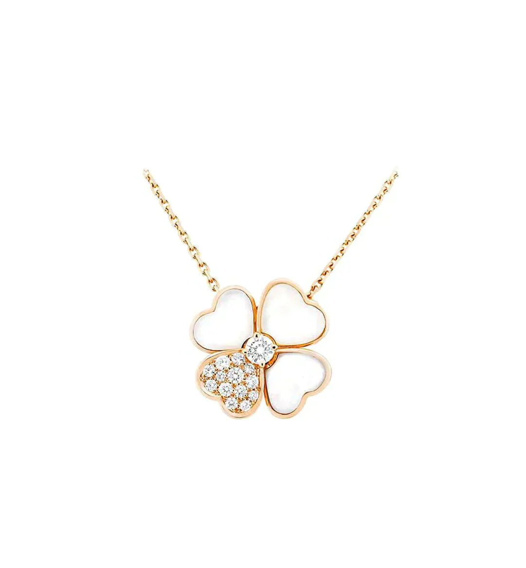 [Vellora Opalyn]CLOVER MOP DIAMOND ROSE GOLD NECKLACE