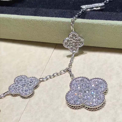 [Vellora Opalyn]CLOVER 6 MOTIFS SILVER DIAMOND BRACELET