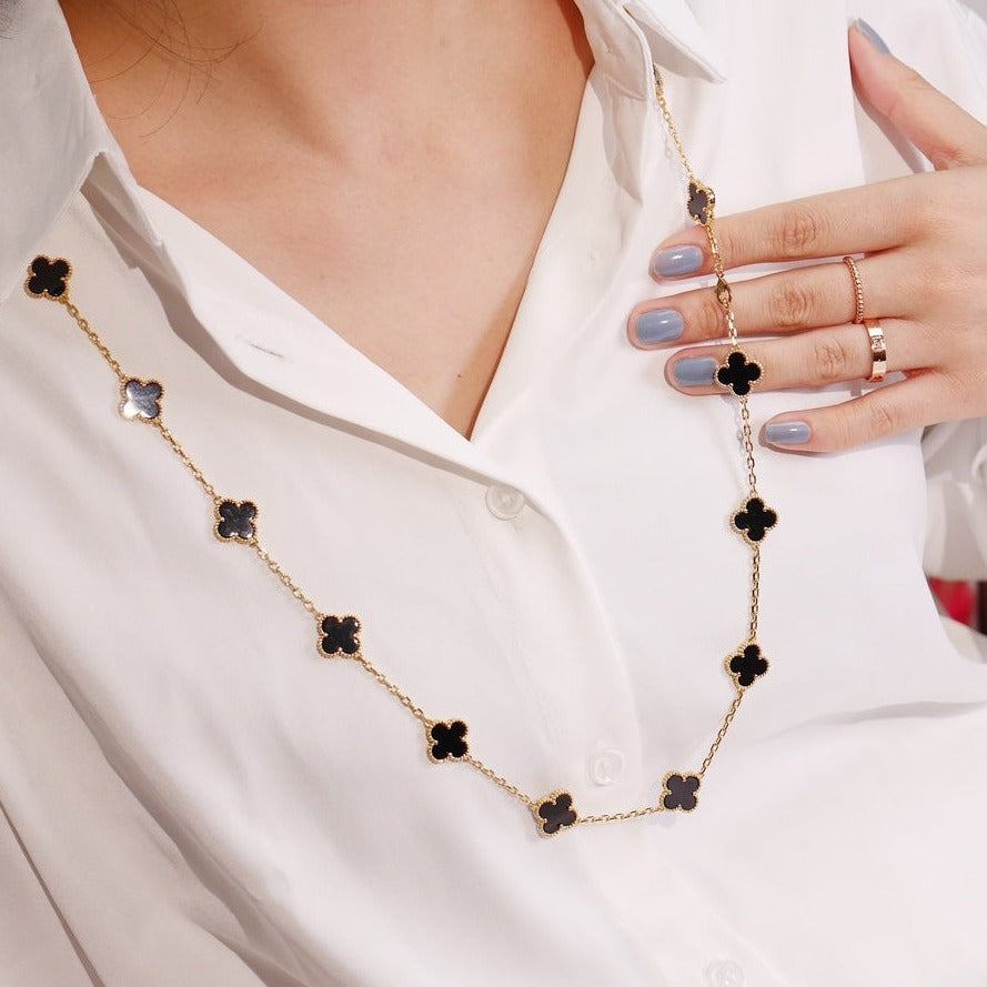 [Vellora Opalyn]CLOVER 20 MOTIFS ONYX ROSE GOLD