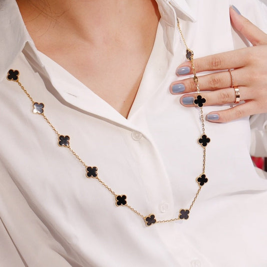 [Vellora Opalyn]CLOVER 20 MOTIFS ONYX ROSE GOLD