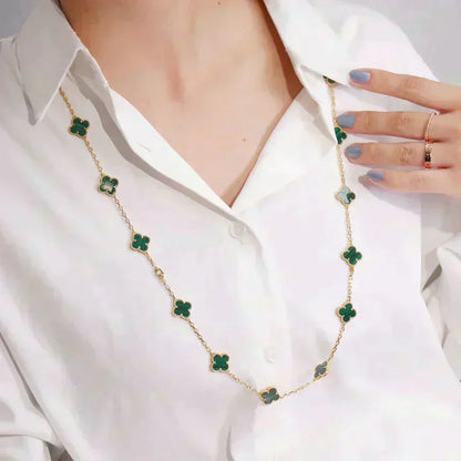 [Vellora Opalyn]CLOVER 20 MOTIFS MALACHITE GOLD