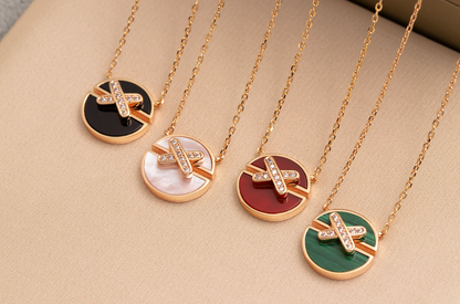 [Vellora Opalyn]JEUX DE PINK GOLD DIAMOND NECKLACE