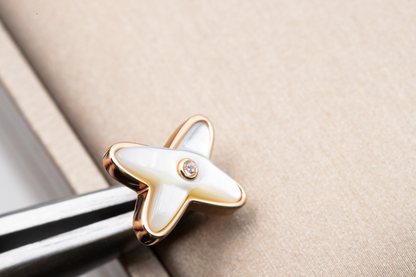 [Vellora Opalyn]JEUX DE WHITE MOP PINK GOLD DIAMOND EARRINGS