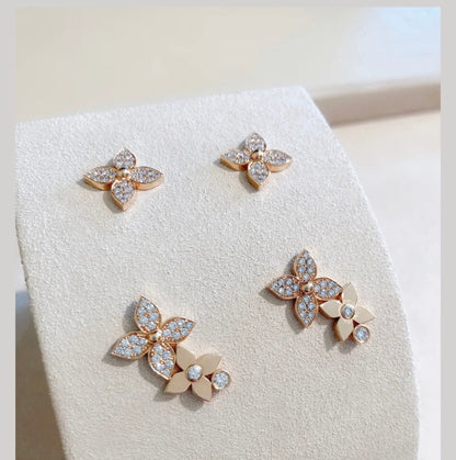 [Vellora Opalyn]STAR BLOSSOM STUD EARRINGS PINK GOLD DIAMONDS
