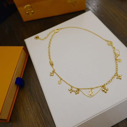 [Vellora Opalyn]BLOOMING SUPPLE NECKLACE BRASS