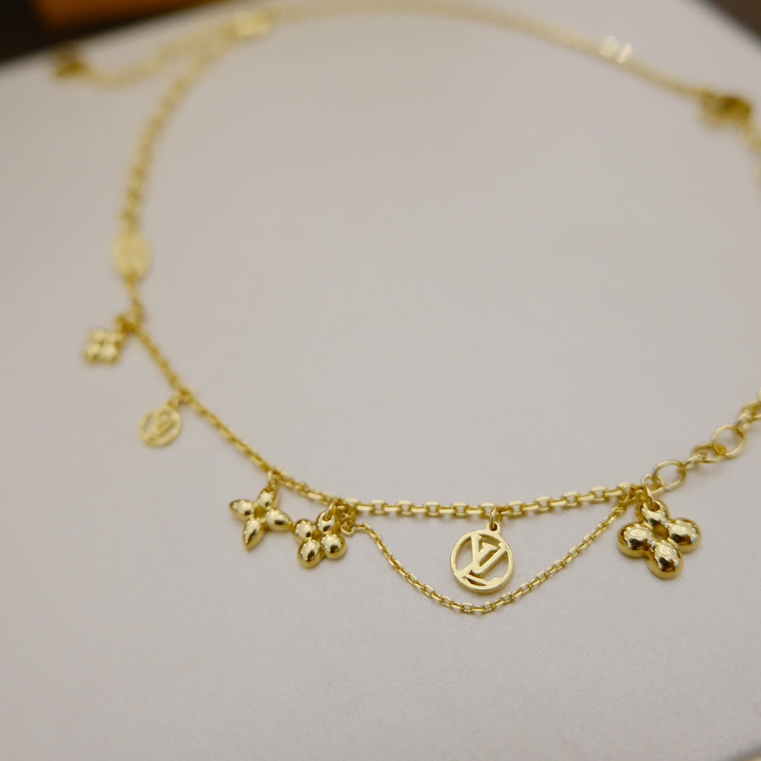 [Vellora Opalyn]BLOOMING SUPPLE NECKLACE BRASS