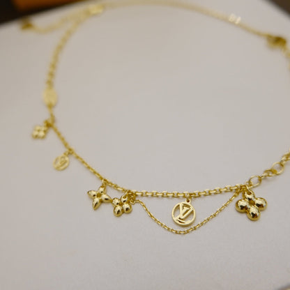 [Vellora Opalyn]BLOOMING SUPPLE NECKLACE BRASS
