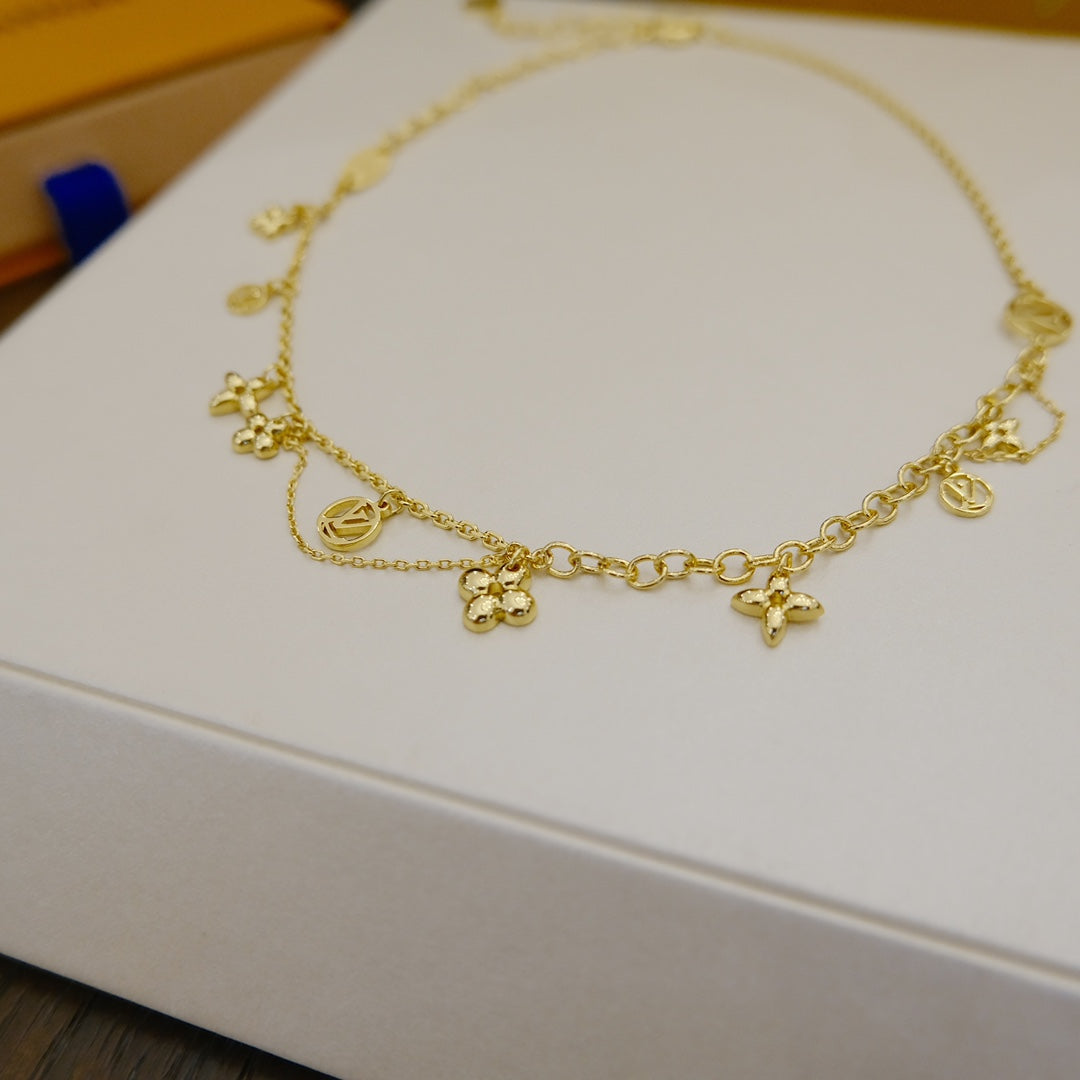 [Vellora Opalyn]BLOOMING SUPPLE NECKLACE BRASS
