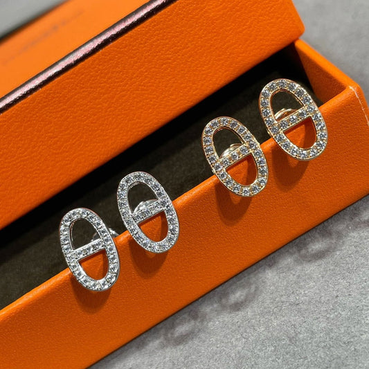 [Vellora Opalyn]HM FULL DIAMOND PIG NOSE STUD EARRINGS