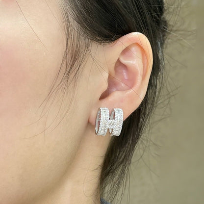 [Vellora Opalyn]H STUD EARRINGS WITH SILVER DIAMONDS