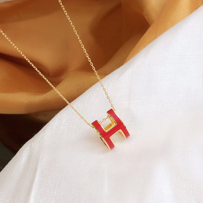 [Vellora Opalyn]HM CLIC RED ENAMEL GOLD NECKLACE