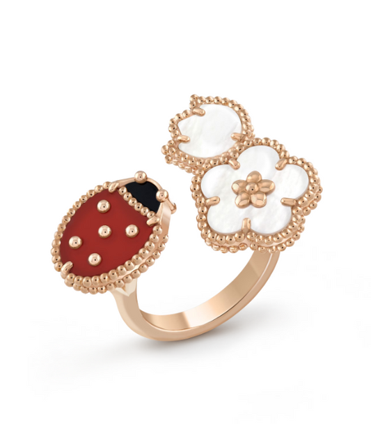 [Vellora Opalyn]LUCKY 3 MOTIF ROSE GOLD RING