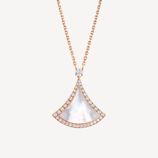 [Vellora Opalyn]DREAM MOP DIAMOND PAVED PINK GOLD NECKLACE