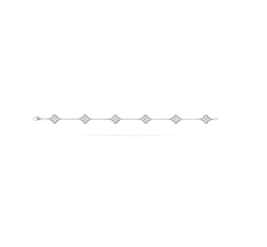 [Vellora Opalyn]CLOVER 6 MOTIF SILVER DIAMOND BRACELET