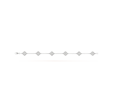 [Vellora Opalyn]CLOVER 6 MOTIF SILVER DIAMOND BRACELET