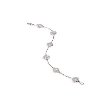 [Vellora Opalyn]CLOVER 6 MOTIF SILVER DIAMOND BRACELET