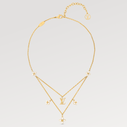 [Vellora Opalyn]FLOWERGRAM GOLD MOP DOUBLE ROW NECKLACE