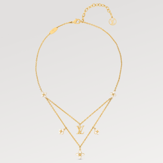 [Vellora Opalyn]FLOWERGRAM GOLD MOP DOUBLE ROW NECKLACE