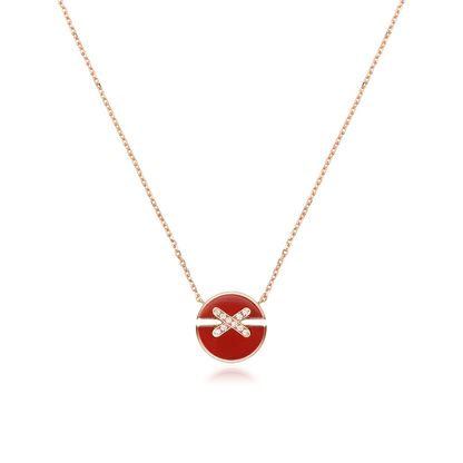 [Vellora Opalyn]JEUX DE ROSE GOLD DIAMOND NECKLACE