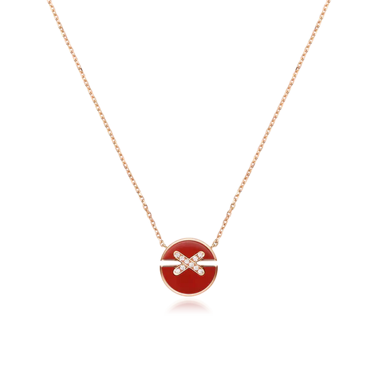 [Vellora Opalyn]JEUX DE ROSE GOLD DIAMOND NECKLACE