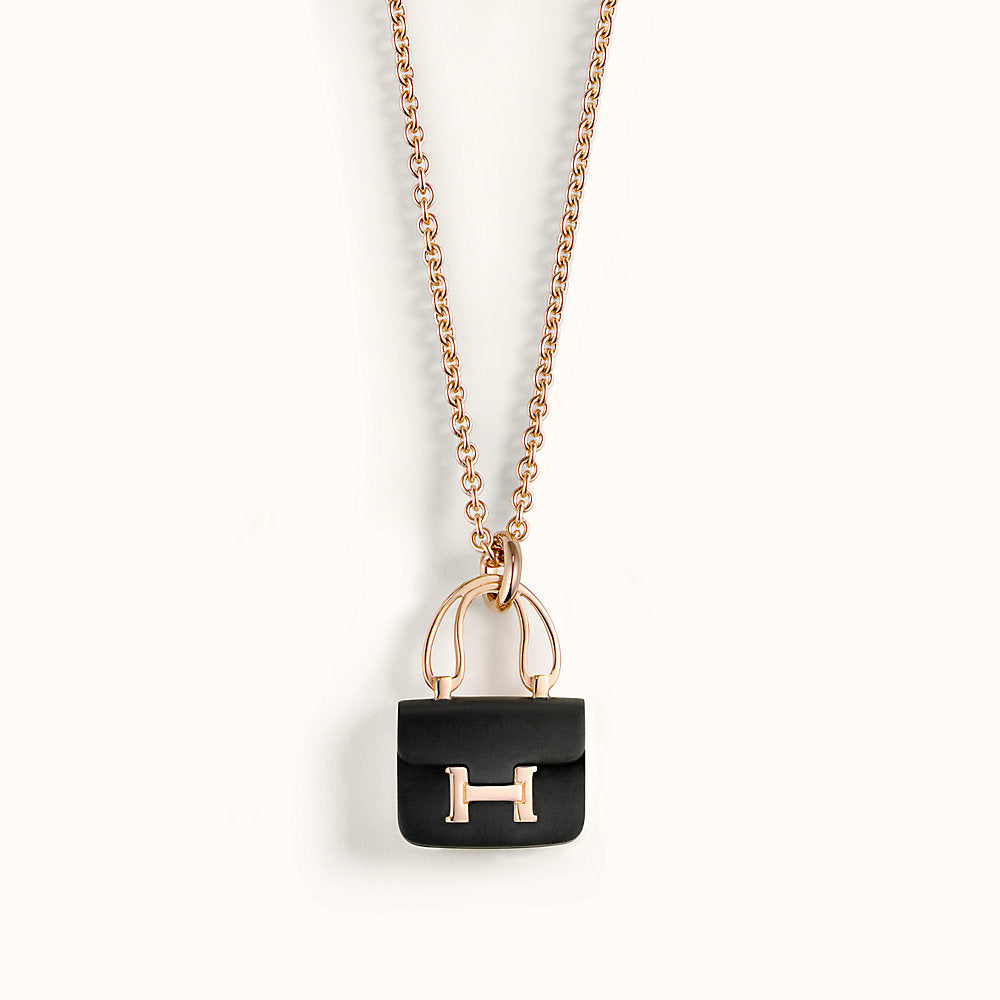 [Vellora Opalyn]CONSTANCE BLACK PEDANT PINK GOLD NECKLACE
