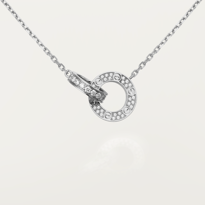 [Vellora Opalyn]LOVE 7.6MM NECKLACE ROSE GOLD AND SILVER  FULL DIAMOND