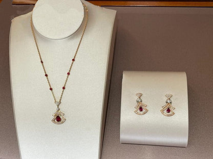 [Vellora Opalyn]DREAM NECKLACE CARNELIAN DIAMOND PINK GOLD