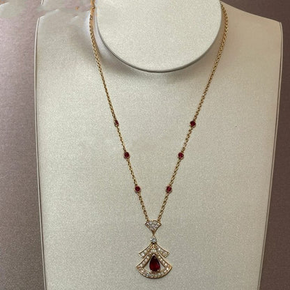 [Vellora Opalyn]DREAM NECKLACE CARNELIAN DIAMOND PINK GOLD