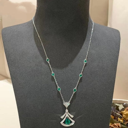 [Vellora Opalyn]DREAM NECKLACE MALACHITE DIAMOND SILVER