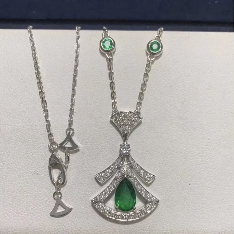[Vellora Opalyn]DREAM NECKLACE MALACHITE DIAMOND SILVER