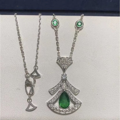 [Vellora Opalyn]DREAM NECKLACE MALACHITE DIAMOND SILVER