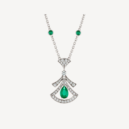 [Vellora Opalyn]DREAM NECKLACE MALACHITE DIAMOND SILVER