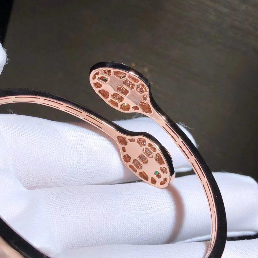 [Vellora Opalyn] SERPENTI BRACELET PINK GOLD MALACHITE DIAMOND DOUBLE SNAKE