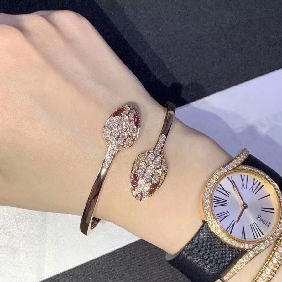 [Vellora Opalyn]SERPENTI BRACELET PINK GOLD DIAMOND DOUBLE SNAKE