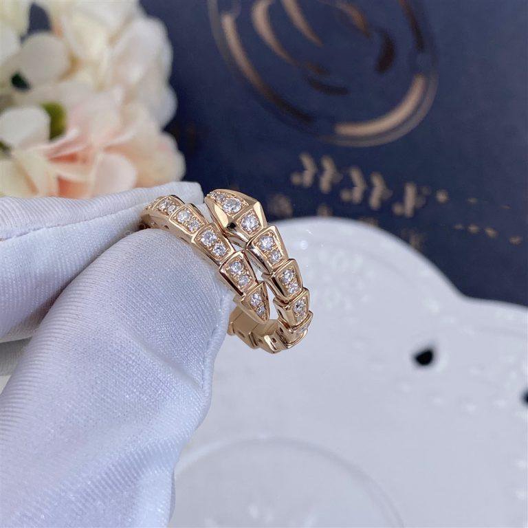 [Vellora Opalyn]SERPENTI RING PINK GOLD DIAMOND PAVED 4MM