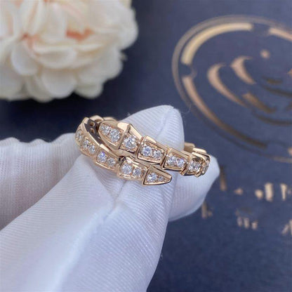 [Vellora Opalyn]SERPENTI RING PINK GOLD DIAMOND PAVED 4MM
