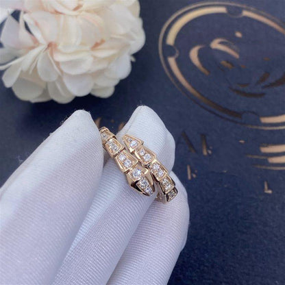 [Vellora Opalyn]SERPENTI RING PINK GOLD DIAMOND PAVED 4MM