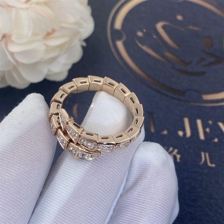 [Vellora Opalyn]SERPENTI RING PINK GOLD DIAMOND PAVED 4MM