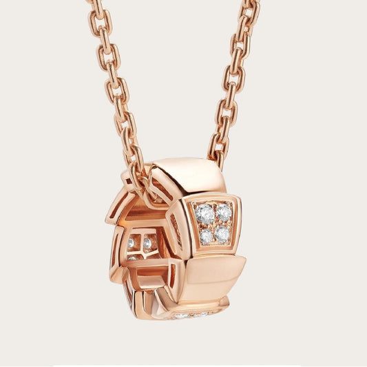 [Vellora Opalyn] SERPENTI PEDANT DIAMOND PINK GOLD NECKLACE