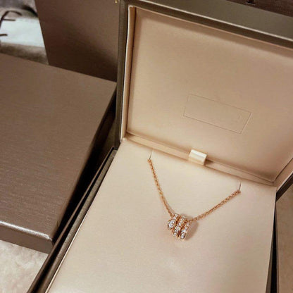 [Vellora Opalyn]SERPENTI PINK GOLD NECKLACE DOUBLE RING DIAMOND