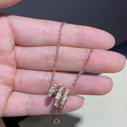 [Vellora Opalyn]SERPENTI PINK GOLD NECKLACE DOUBLE RING DIAMOND