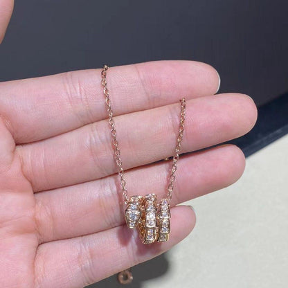 [Vellora Opalyn]SERPENTI PINK GOLD NECKLACE DOUBLE RING DIAMOND