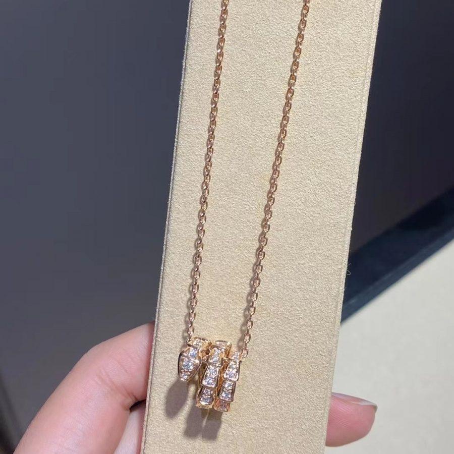 [Vellora Opalyn]SERPENTI PINK GOLD NECKLACE DOUBLE RING DIAMOND