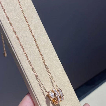 [Vellora Opalyn]SERPENTI PINK GOLD NECKLACE DOUBLE RING DIAMOND