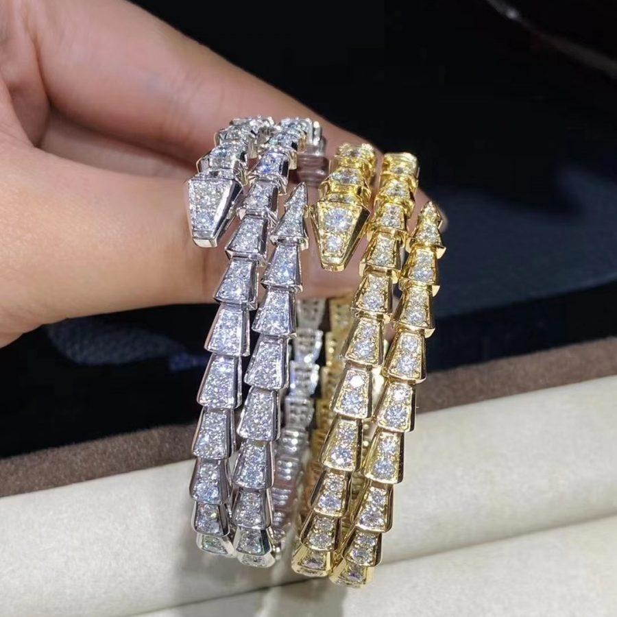 [Vellora Opalyn]SERPENTI BRACELET GOLD DIAMOND DOUBLE ROW
