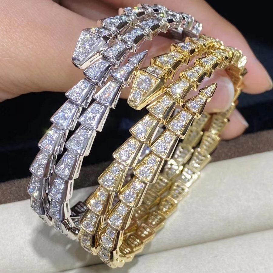 [Vellora Opalyn]SERPENTI BRACELET GOLD DIAMOND DOUBLE ROW