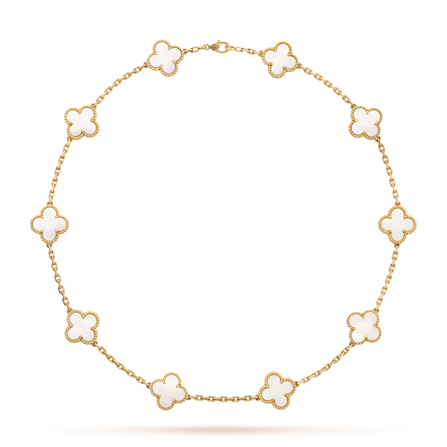 [Vellora Opalyn]CLOVER 10 MOTIFS WHITE MOTHER OF PEARL NECKLACE